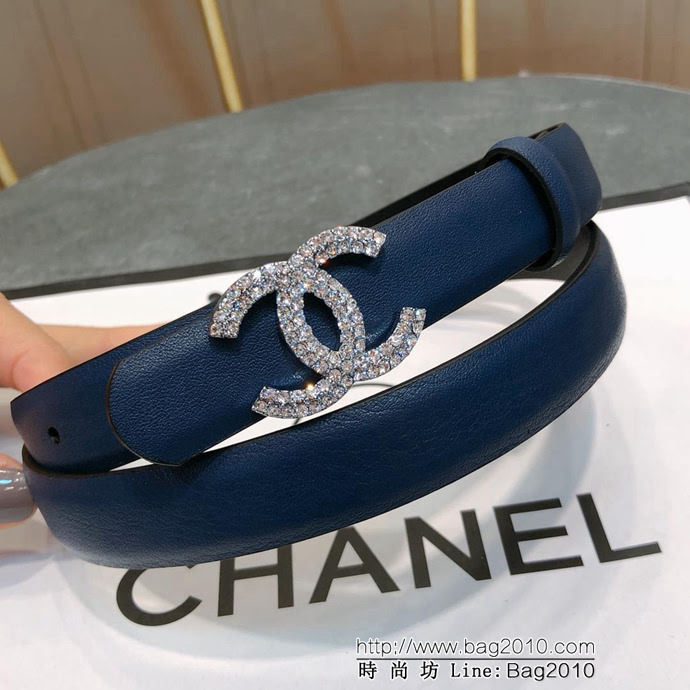 CHANEL香奈兒 18新款 20MM精品 進口光滑優雅小腰帶 CC水鑽扣  xfp1010
